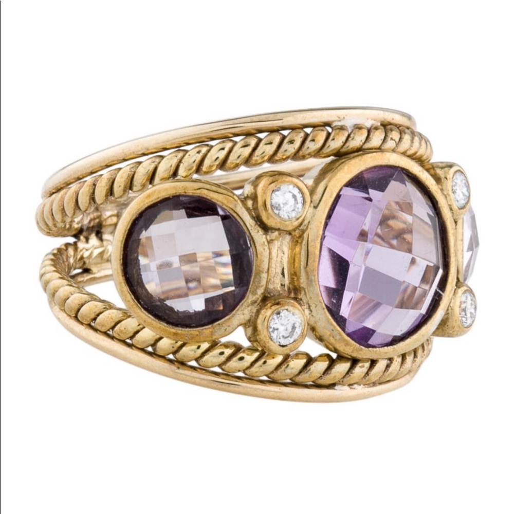 Yurman 18k Amethyst and Diamond ring
